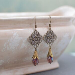 Antique Gold & Brass Chandelier Earrings